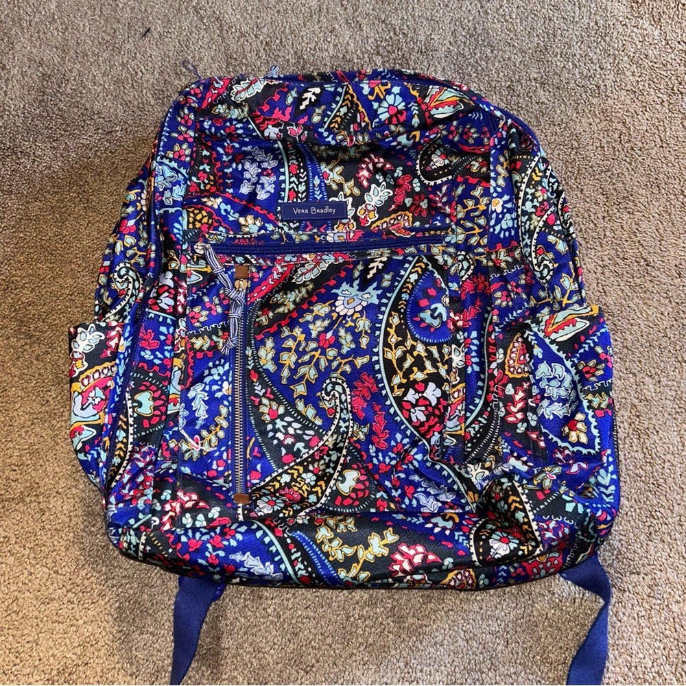 Vera Bradley Navy Multicolor Paisley Quilted Backpack